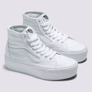 White high top platform Vans